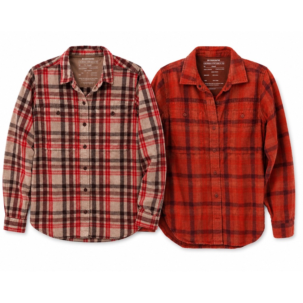 Lot‎ of 2 REI Co-op Flannel Shirts Women's XS Plaid Outdoor Hiking Cabincore